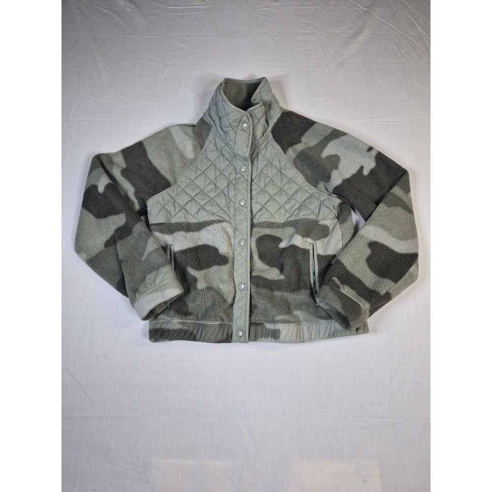 Abercrombie & Fitch Jacket Womens Size Small Green Gray Quilted Fleece